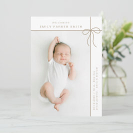 Bogen en lijnen schattig portret enkele fotokaart aankondiging