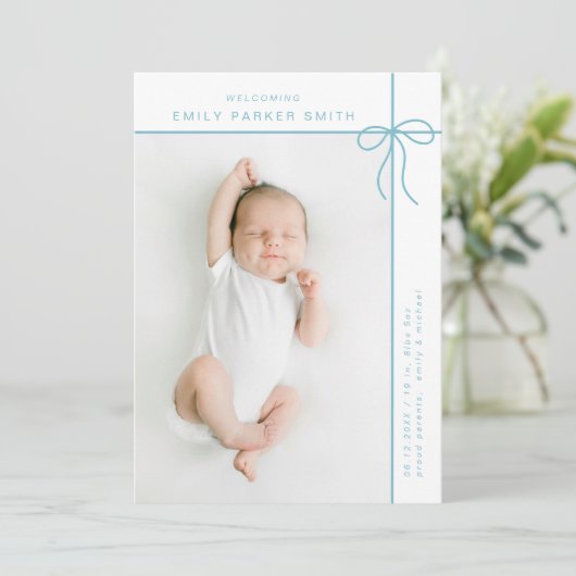 Bogen en lijnen schattig portret enkele fotokaart aankondiging (Staand voorkant)