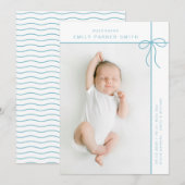 Bogen en lijnen schattig portret enkele fotokaart aankondiging (Voorkant / Achterkant)