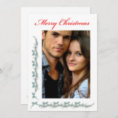 Bogen en takjes - Foto & Kerstbericht Feestdagenkaart (Voorkant / Achterkant)