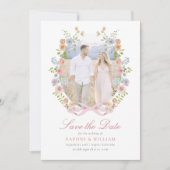 Bogen en wilde bloemen foto save the date (Voorkant)