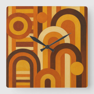 Bogen en zonnevlekken Retro MCM geometrisch ontwer Vierkante Klok