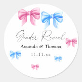Bogen Geslacht onthullen. Meisje of Jongen Ronde Sticker (Voorkant)