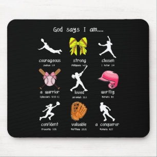 Bogen God Zegt Ik Ben Christelijke Softbal Meisjes Muismat