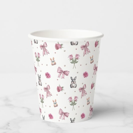 Bogen, Konijntjes en Bloemen Papieren Bekers (Voorkant)