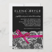 Bogen Lint & Kant Huwelijk zwart fuschia Kaart (Voorkant)