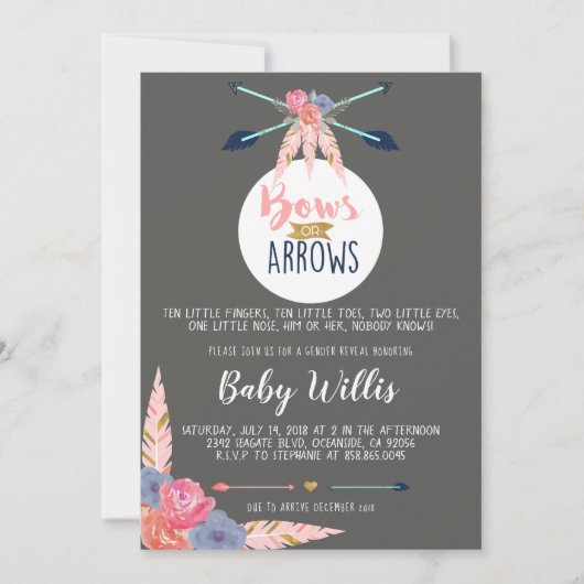 Bogen of pijlen Uitnodiging - Gender Reveal Party (Voorkant)
