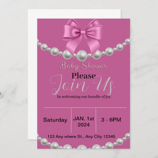 Bogen & Parels Uitnodiging (Voorkant / Achterkant)