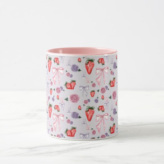 Bogen, Rozen & Aardbeien Coquettepatroon Mok (Midden)