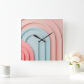 Bogen vormen achtergrond in pastelkleuren vierkante klok (Huis)