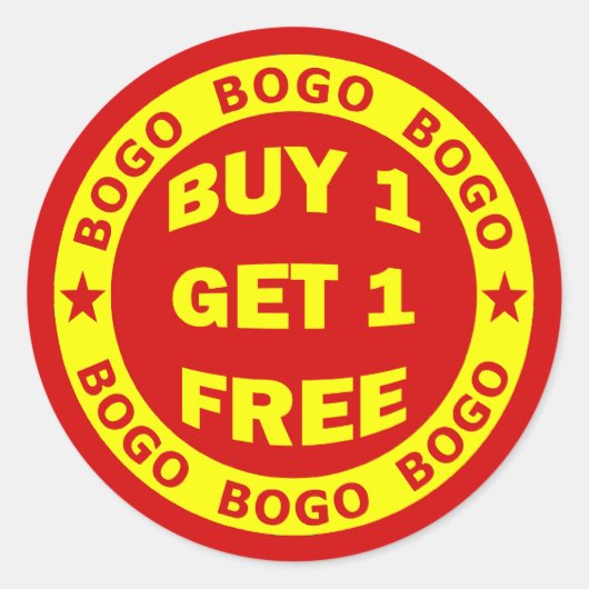 BOGO KOOP ER EEN KRIJG ER EEN GRATIS RONDE STICKER (Voorkant)
