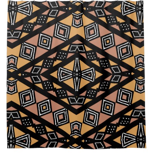 Bogolan Afrikaans Etnisch Ontwerp Douchegordijn (Voorkant)