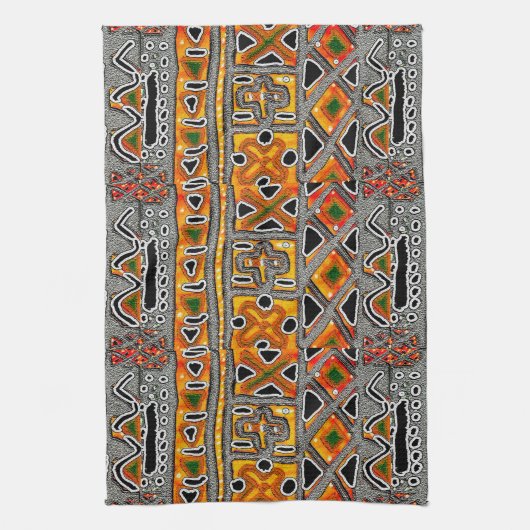 Bogolan geometrisch theedoek (Verticaal)