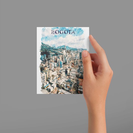 Bogota Colombia CIty Uitzicht Waterverf Briefkaart
