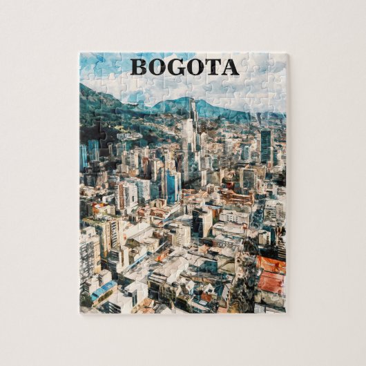 Bogota Colombia CIty Uitzicht Waterverf Legpuzzel (Verticaal)
