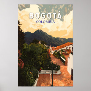 Bogota Colombia Illustratie Reis Kunst Vintage Poster
