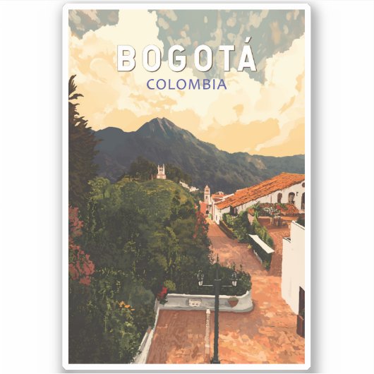 Bogota Colombia Illustratie Reizen Art Vintage Sticker (Voorkant)