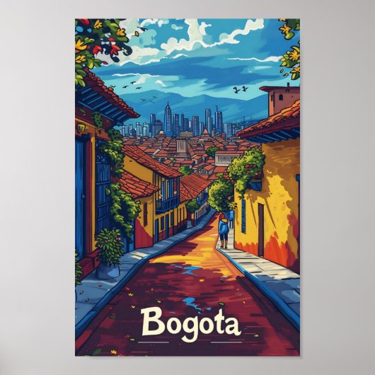 Bogota Colombia  kunst reisillustratie Poster (Voorkant)