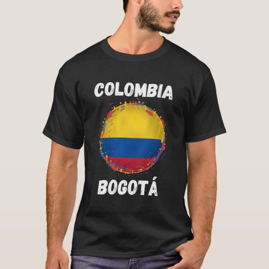 Bogota Colombia Retro  Colombiaanse Vlaggenbron T-shirt (Voorkant)
