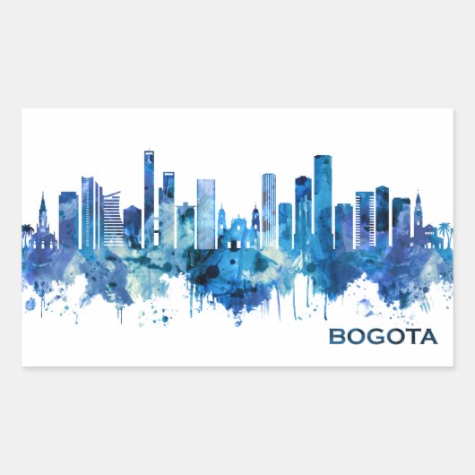 Bogota Colombia Skyline Blue Rechthoekige Sticker (Voorkant)