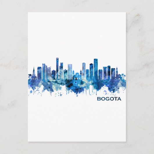 Bogota Colombia Skyline Blue Uitnodiging Briefkaart (Voorkant)