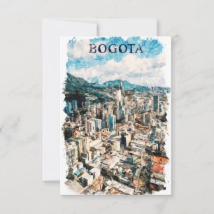 Bogota Colombia Stadsgezicht Aquarel Kaart