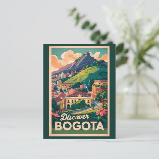 Bogota Colombia Travel Art Vintage Briefkaart (Staand voorkant)