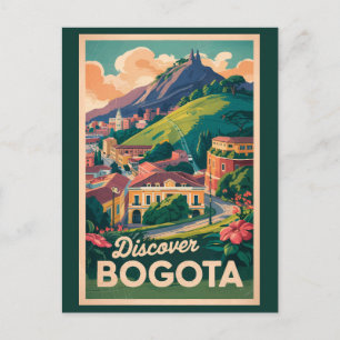 Bogota Colombia Travel Art Vintage Briefkaart