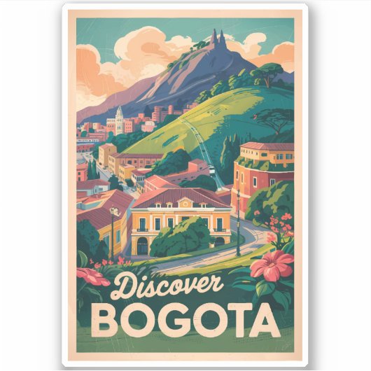 Bogota Colombia Travel Art Vintage Sticker (Voorkant)