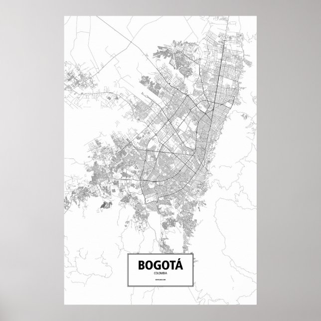Bogota, Colombia (zwart op wit) Poster (Voorkant)