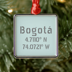 Bogotá Latitude- en lengtegecoördinaten Metalen Ornament