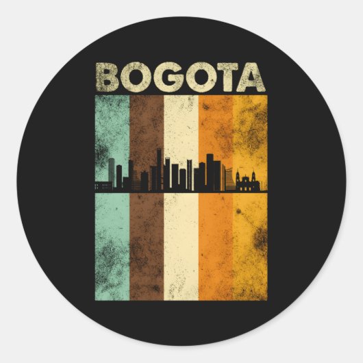 Bogota Skyline Colombia Colombiaans Zuid-Amerika F Ronde Sticker (Voorkant)