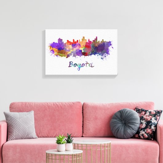 Bogota skyline in watercolor canvas afdruk (Insitu (Woonkamer))