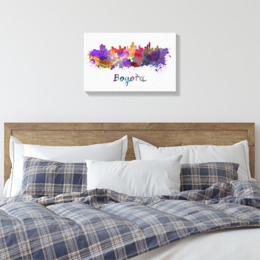 Bogota skyline in watercolor canvas afdruk (Insitu (Slaapkamer))