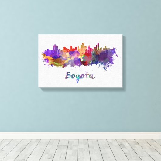 Bogota skyline in watercolor canvas afdruk (Insitu (Houten vloer))
