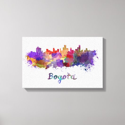 Bogota skyline in watercolor canvas afdruk (Voorkant)