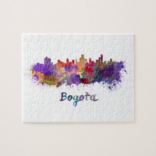 Bogota skyline in watercolor splatters legpuzzel (Horizontaal)