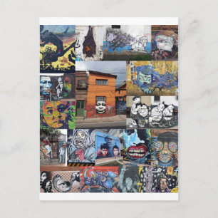 Bogota street art muurschildering montage briefkaart