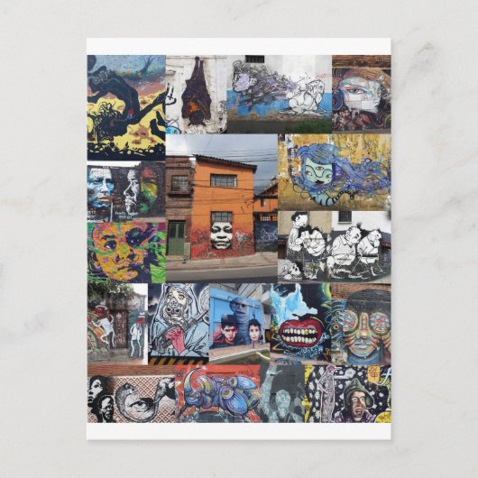 Bogota street art muurschildering montage briefkaart (Voorkant)