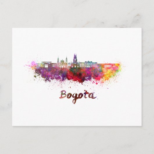Bogota v2 skyline in waterverf briefkaart (Voorkant)