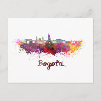 Bogota v2 skyline in waterverf briefkaart