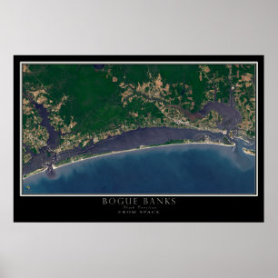 Bogue Banks North Carolina van de ruimtesatelliet  Poster