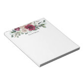 Bogunday en White Rose Floral met Jouw naam Notitieblok (Schuin)