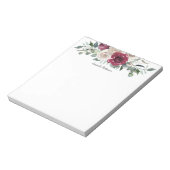 Bogunday en White Rose Floral met Jouw naam Notitieblok (Linkerzijde)