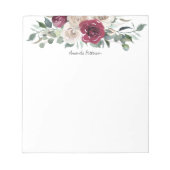 Bogunday en White Rose Floral met Jouw naam Notitieblok (Voorkant)