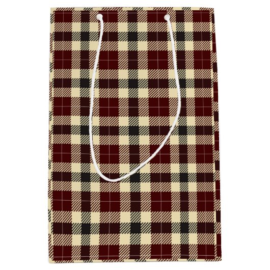 Bogundy and Black Tartan Pset Medium Gift Bag Medium Cadeauzakje (Voorkant)