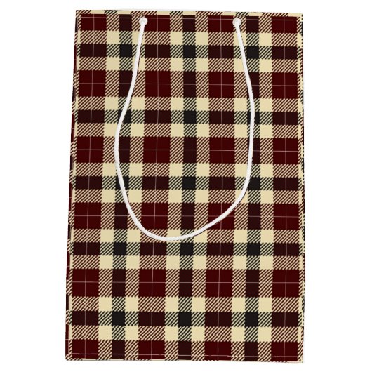 Bogundy and Black Tartan Pset Medium Gift Bag Medium Cadeauzakje (Achterkant)