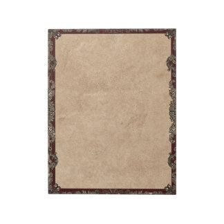 Bogundy Antiek Fancy Lijst Tan Parchment Notitieblok