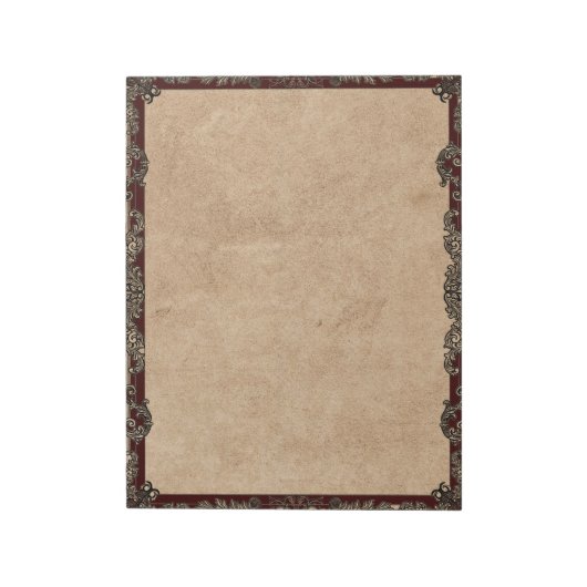 Bogundy Antiek Fancy Lijst Tan Parchment Notitieblok (Linkerzijde)