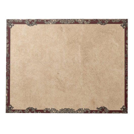 Bogundy Antiek Fancy Lijst Tan  Parchment Notitieblok (Voorkant)